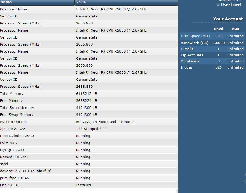 Introduction to the Admin area in the DirectAdmin