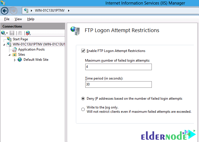Check Enable FTP Logon Attempt Restrictions