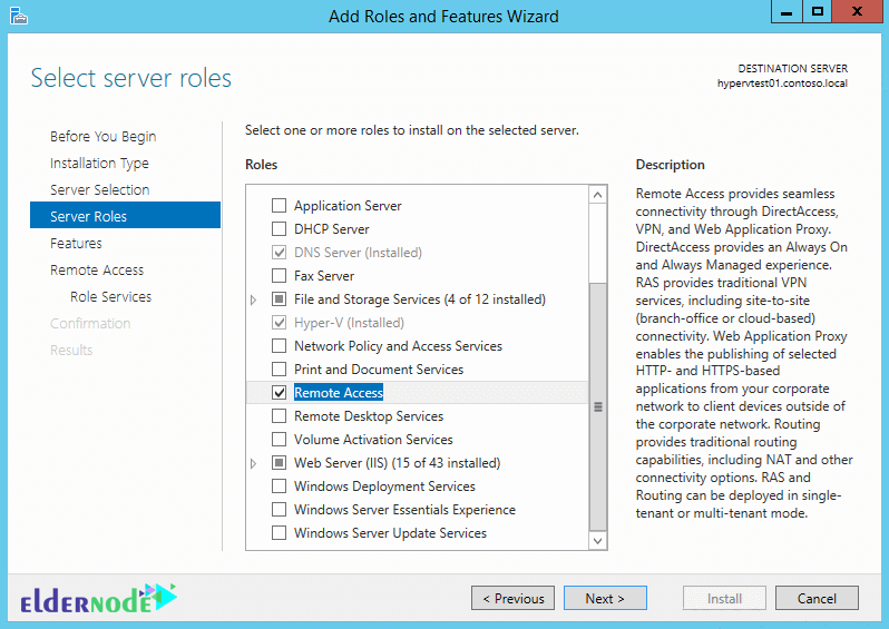 select remote access in roles section