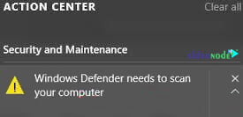 security and maintenance in Windows Defender