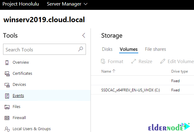 storage settings on Windows Server 2019