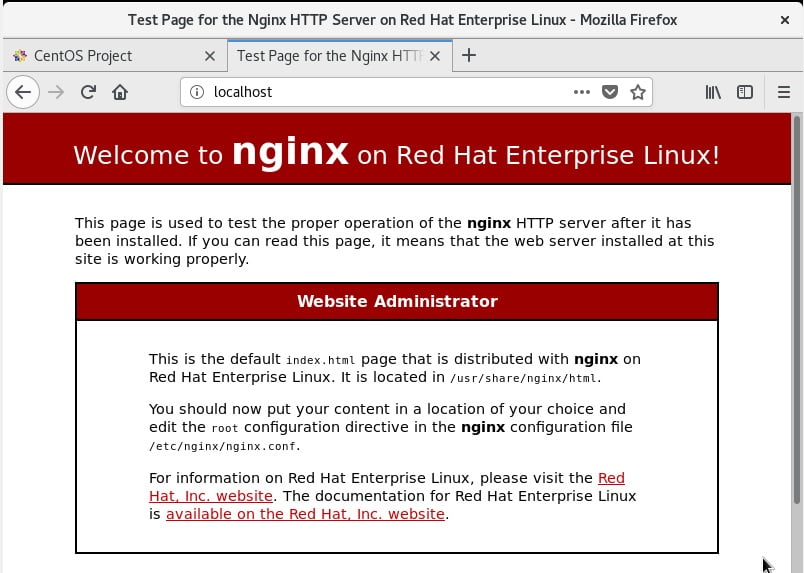 Nginx welcome page 