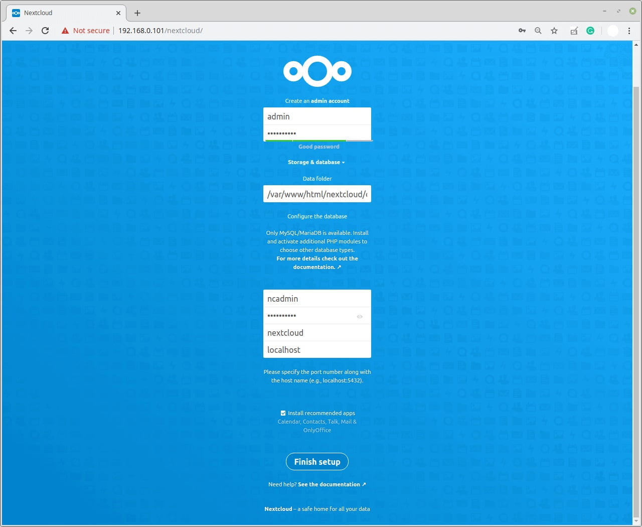 Настройка nextcloud ubuntu server