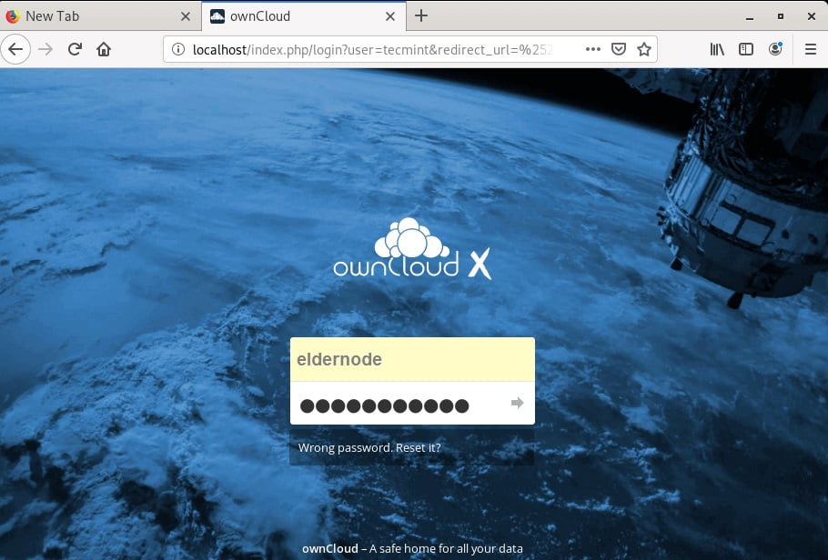 owncloud login page on debian 10