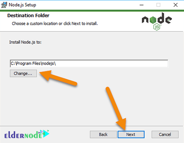 node-js installation destination on windows