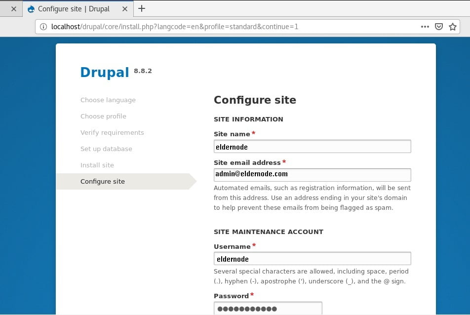 drupal 8 settings.php configure postgresql