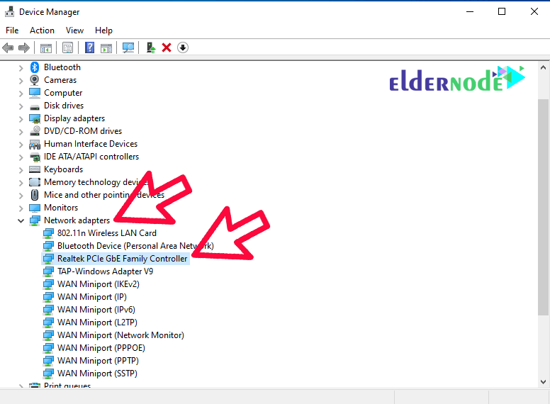 ethernet adapter mac address in device manager