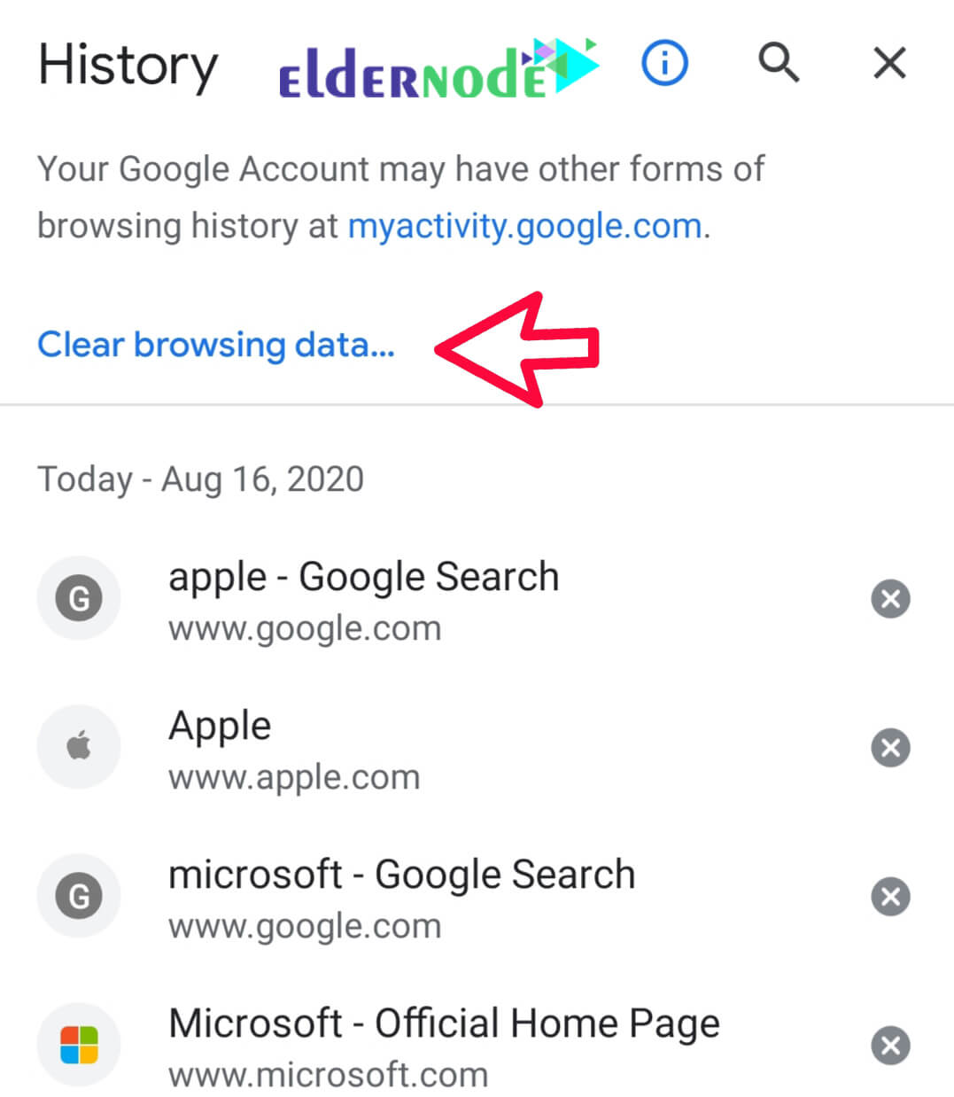 how to delete history on google chrome search bar