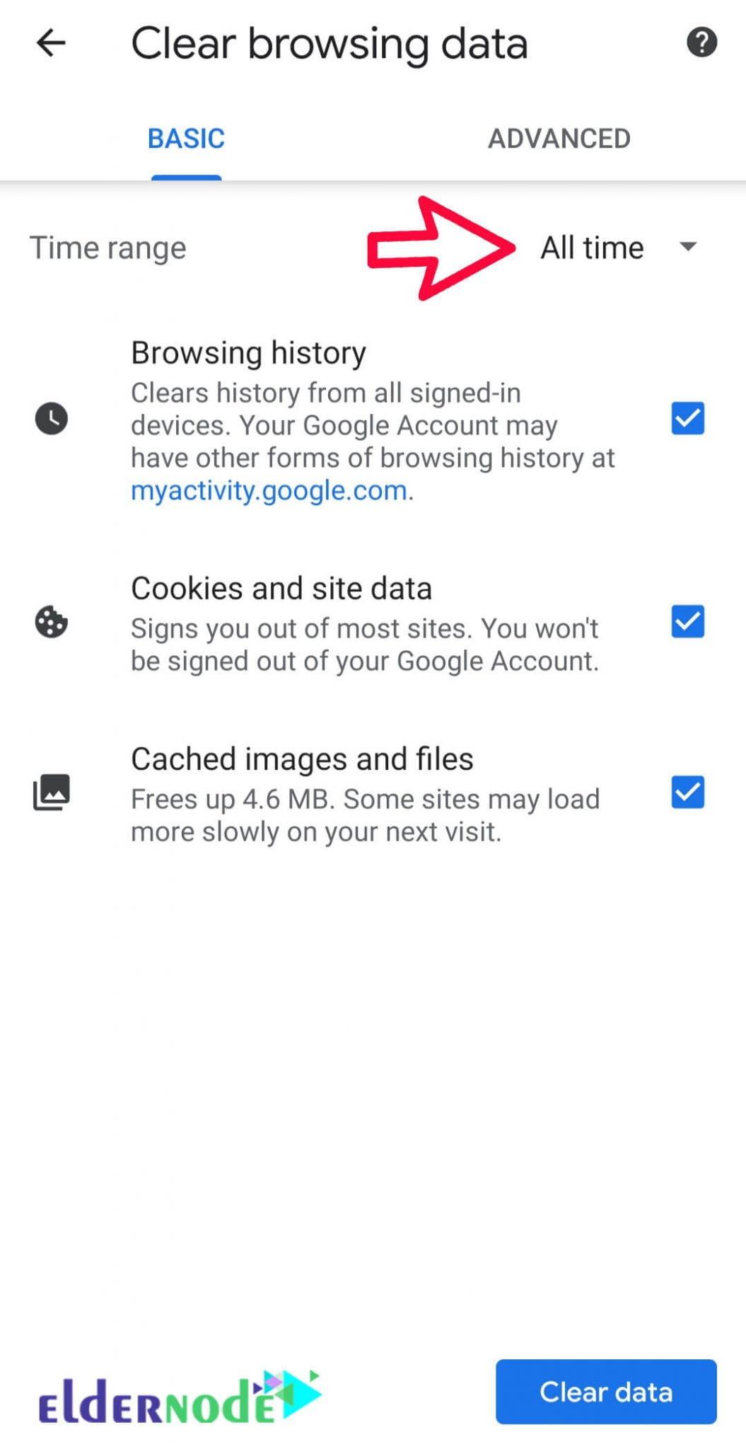 How to clear Google Chrome history on Android phone - ElderNode Blog