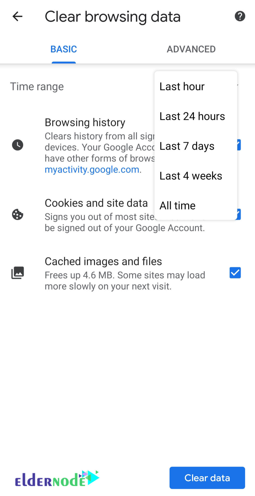 how to delete history on google chrome android