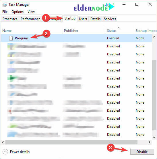 Windows starts up settings