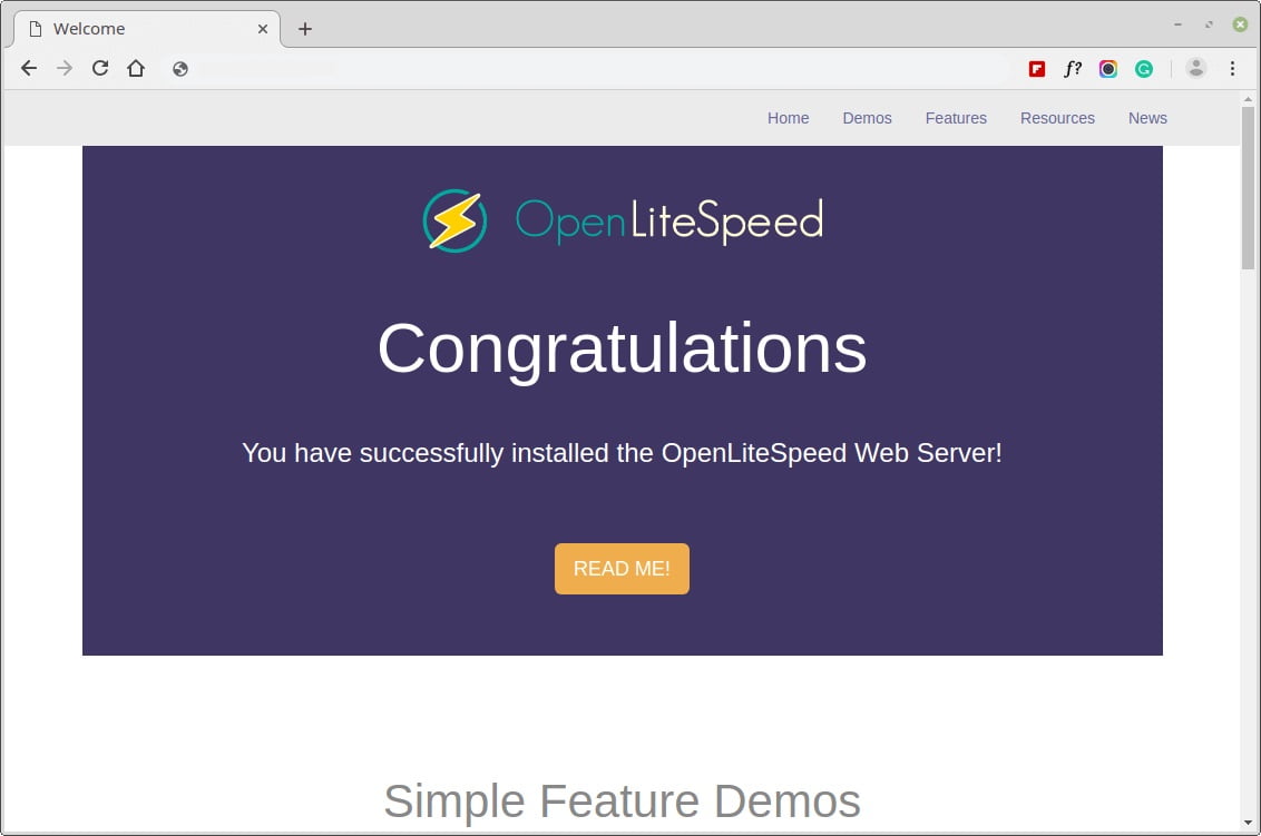 OpenLiteSpeed Web Page