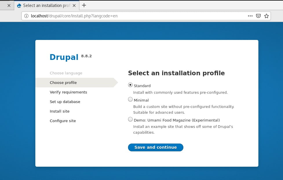 Select the Profile of Drupal Installation
