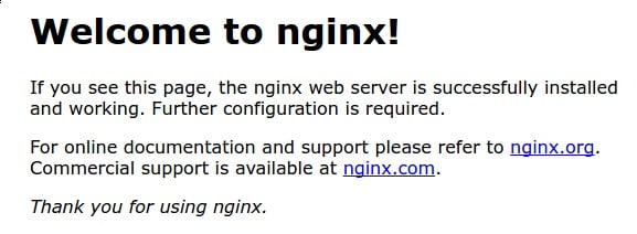 default Nginx landing page