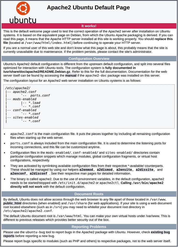 Apache ubuntu default page