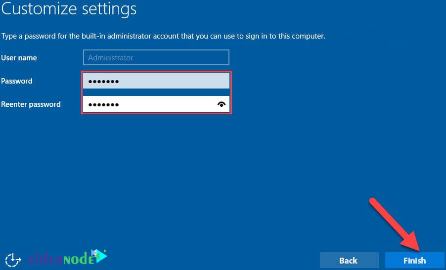 Customize settings in the installing Windows Server 2016