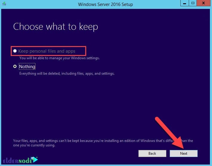 How to Keep personal files and apps in Windows Server 2016