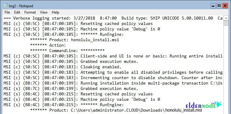 Using the log file to see the status