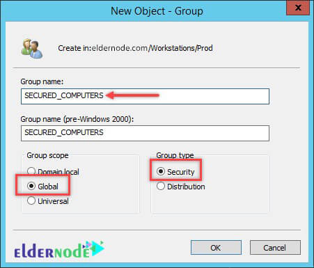 Group name and object type in Active Directory