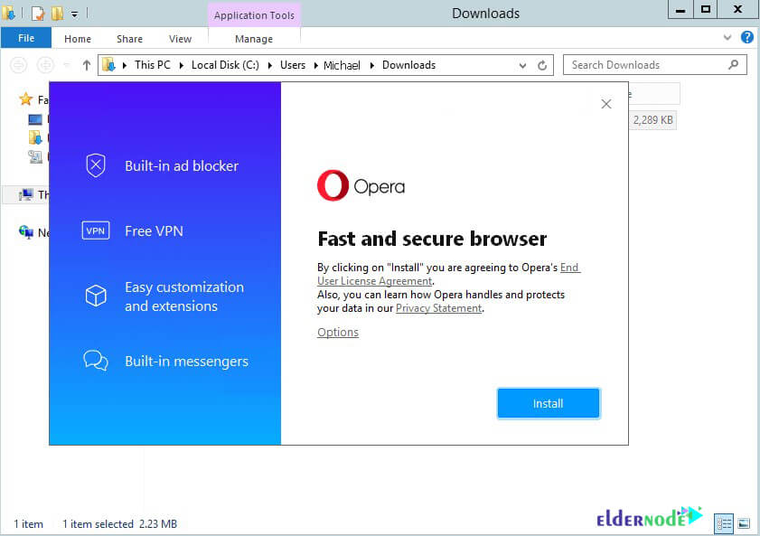 how to install opera web browser in rdp admin