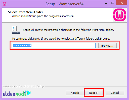 how to select folder to install wamp server