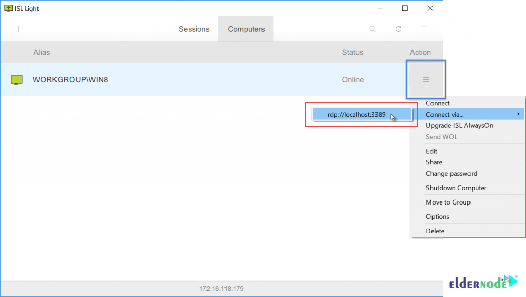 select the rdp option