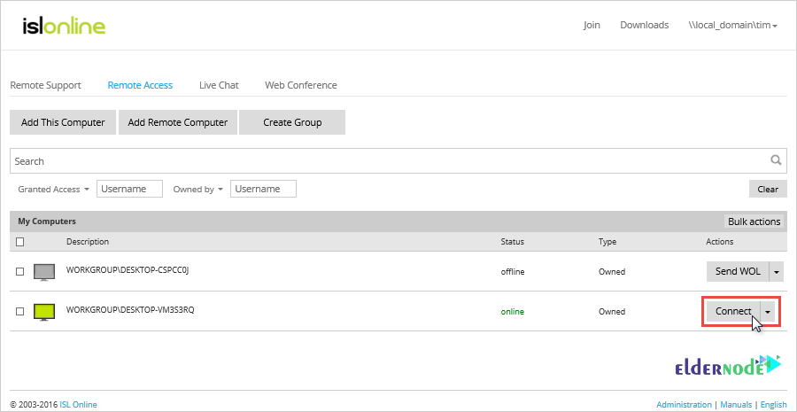 Click the Connect button