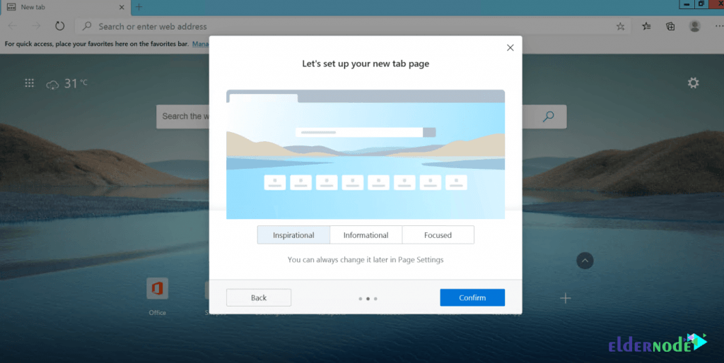 how to setup new tab in edge browser