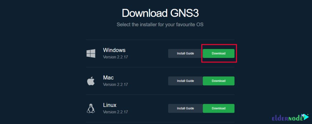 select platform to download gns3