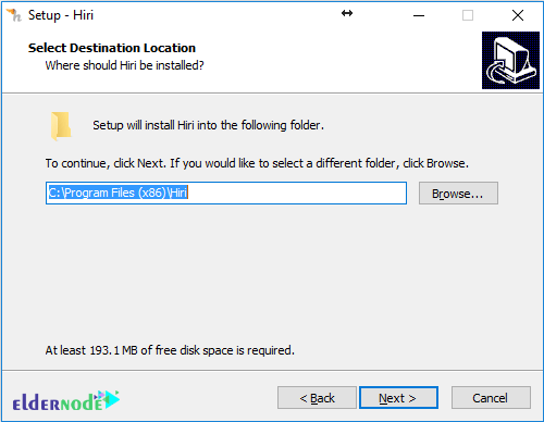 how to select destination location to install hiri