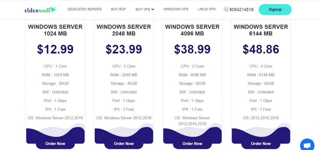 Types of Windows VPS server plans