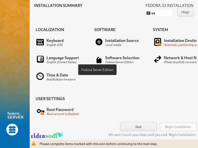 Fedora Server Installation Summary - Install Fedora on VPS