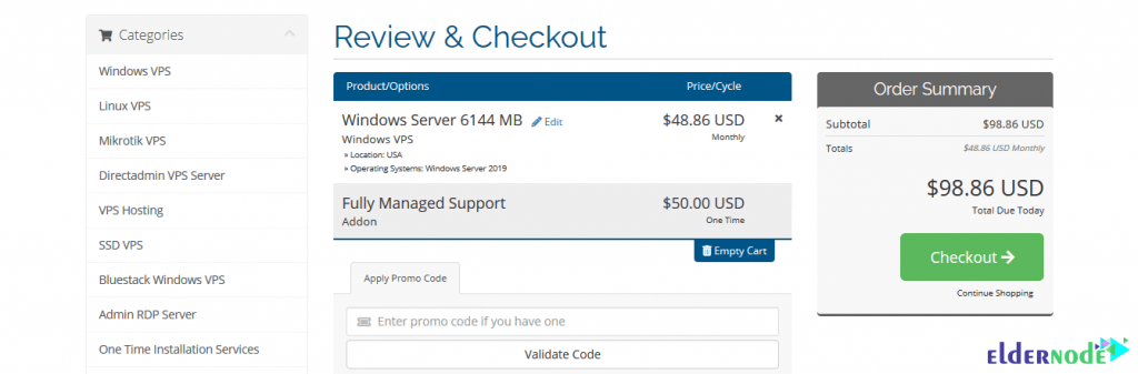 review and checkout windows vps