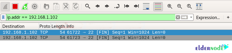 packet transfer with fin scan