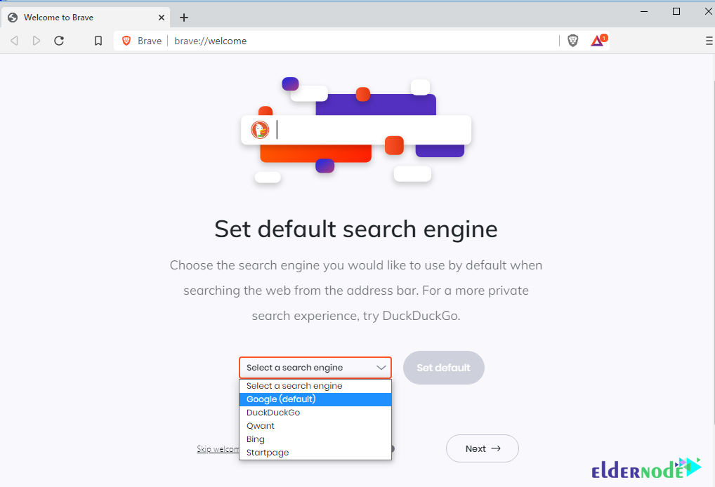 how to set default search engine on brave