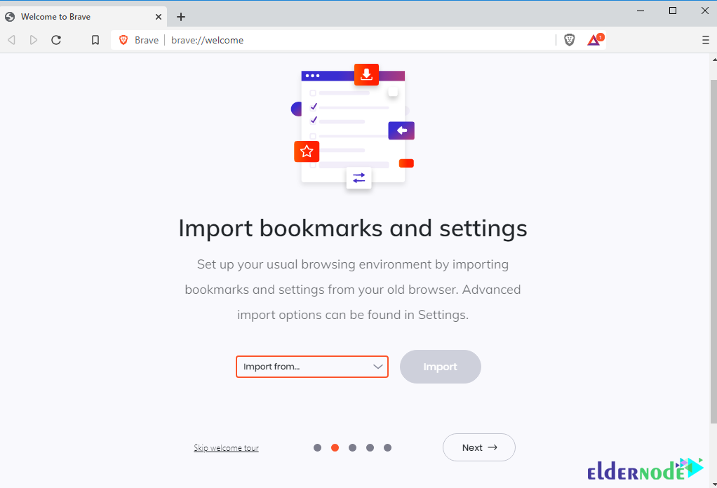 import bookmark and setting on brave