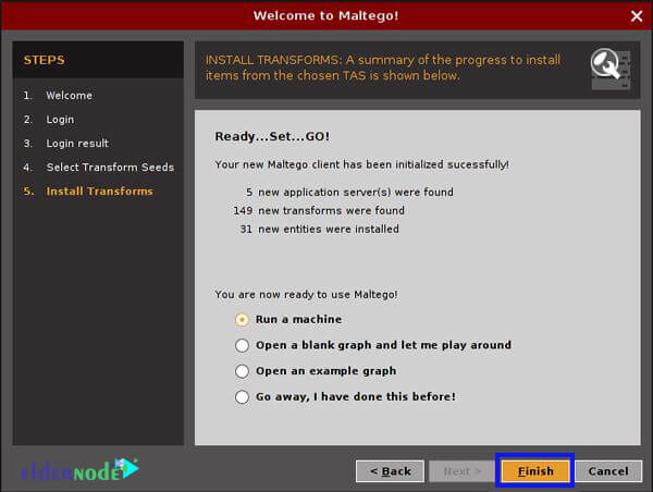 run a machine on maltego in kali