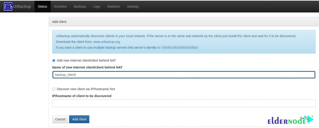 how to add client on urbackup on ubuntu