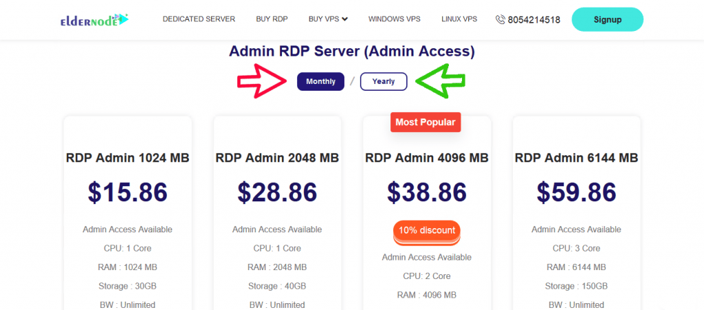 select rdp server packages