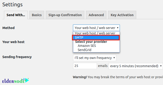 mailpoet smtp settings