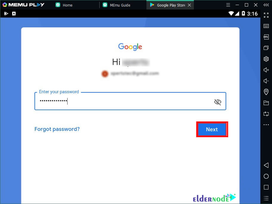 memuplay google account password