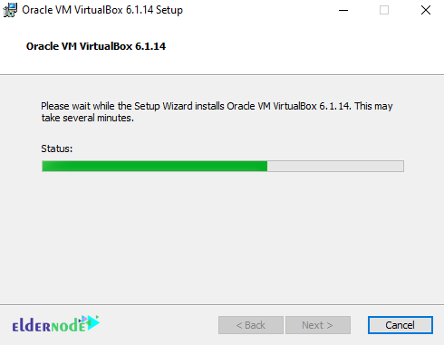installing progress of Oracle VM VirtualBox