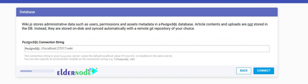 how to connect to the database on wiki.js
