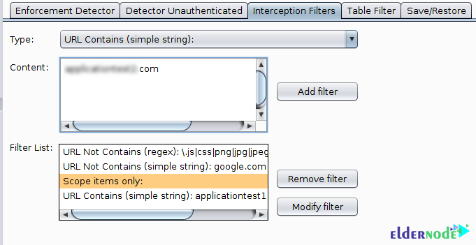 interceptionFilters on burp suite