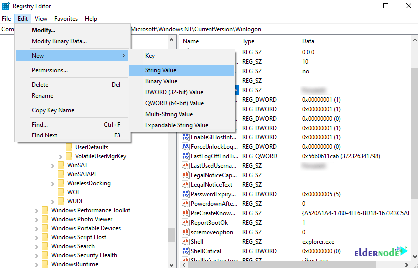 registry settings to enable auto-log on windows 10