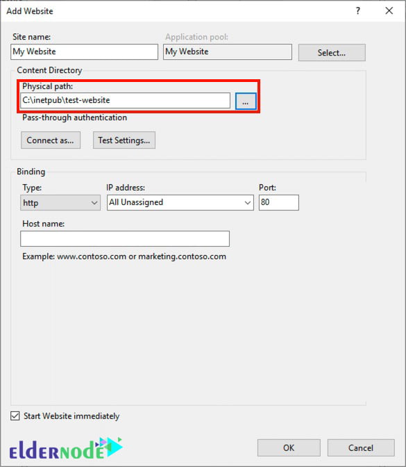 directory for your website files on iis