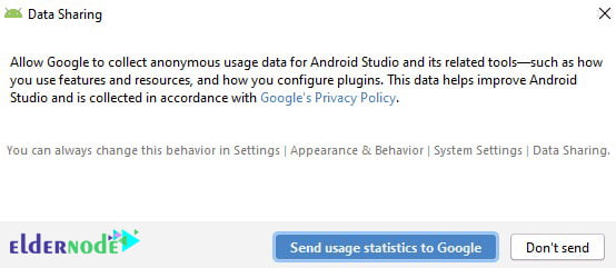how to Send usage statistics to google in android studio