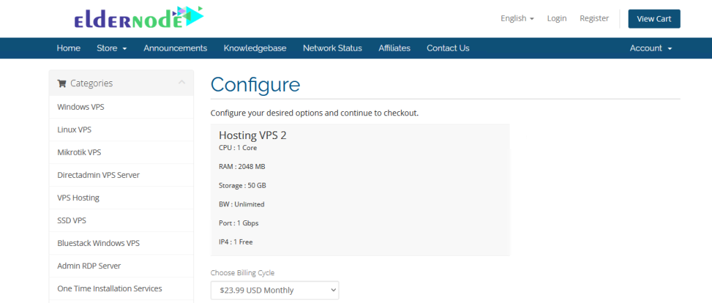 configure vps hosting on eldernode