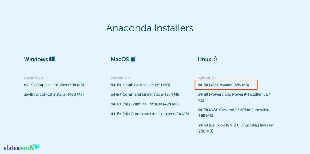 Select-Anaconda-version