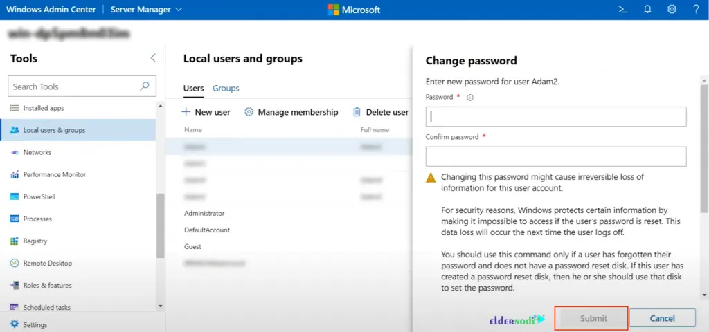 Windows-admin-center-new-password